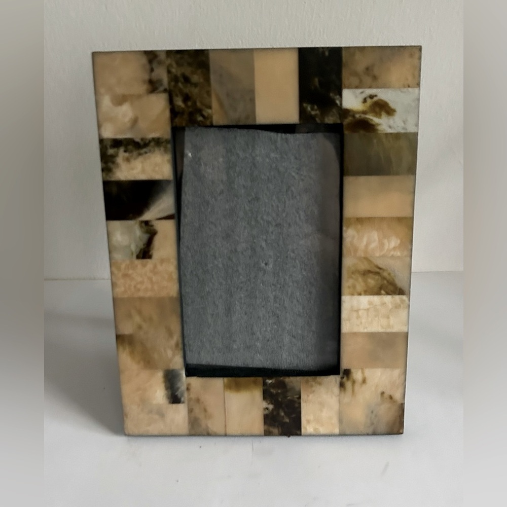 Resin Horn Accent Picture Frame beige brown tan 4” x 6” display photo frame